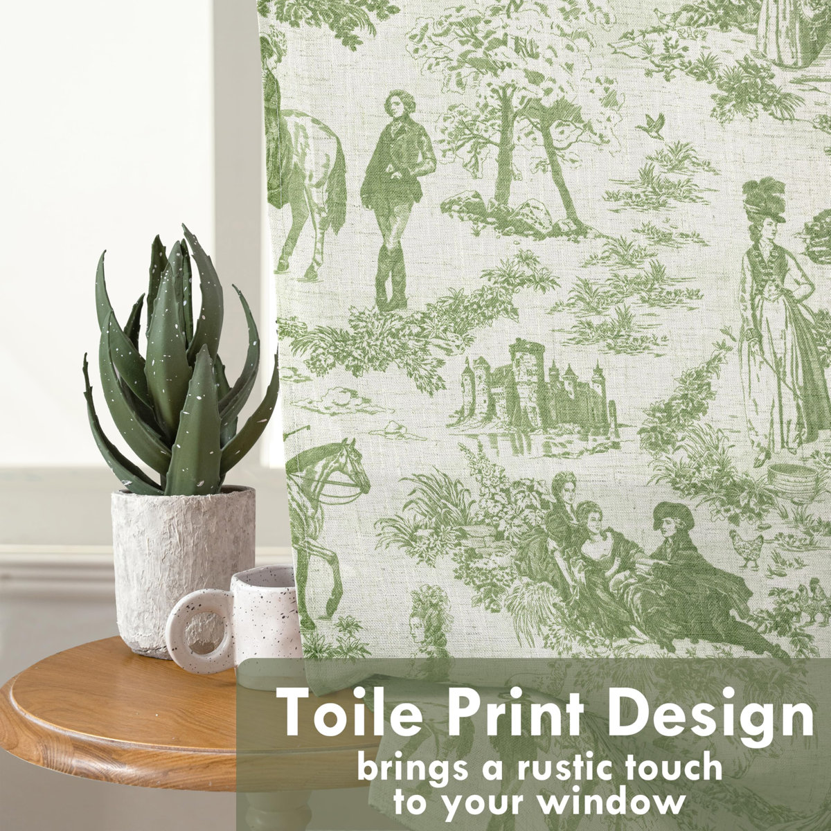 Charlton Home® Kitchen Curtains Toile Tier Linen Short Curtains Cafe ...