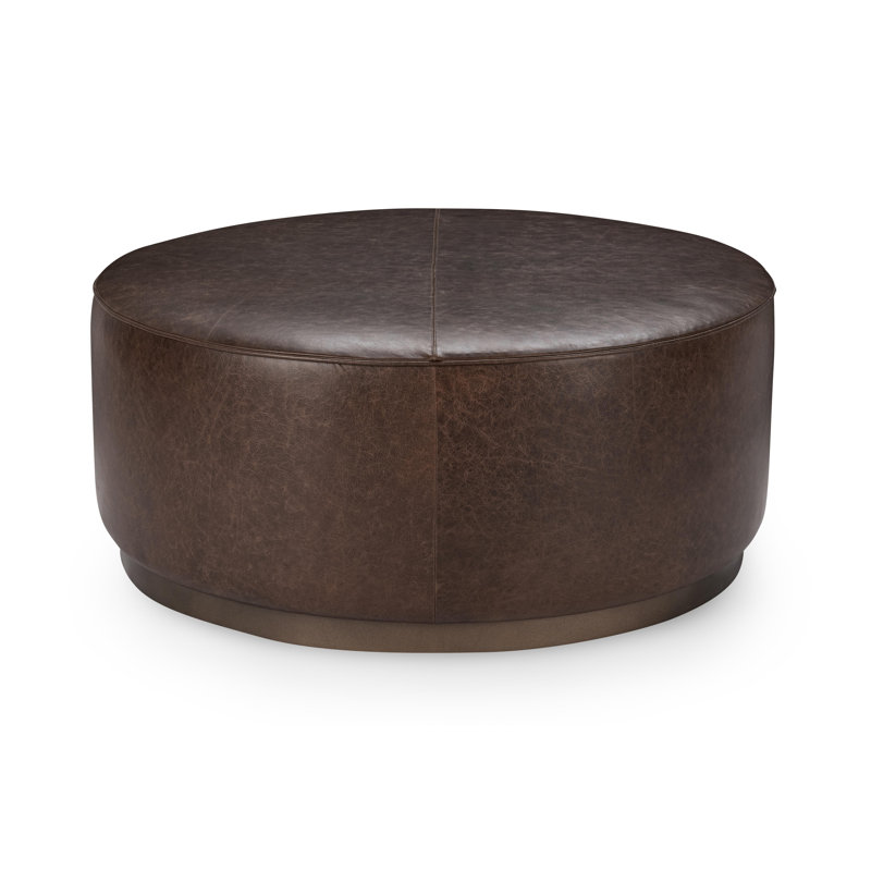 Table basse en cuir Clair, Marron foncé