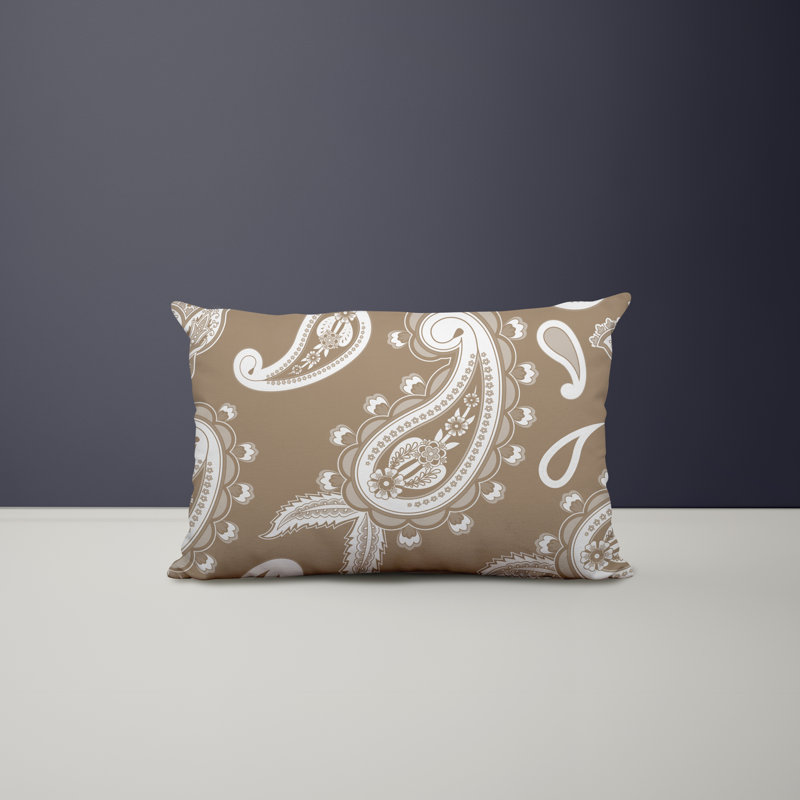 Paisley Outdoor Reversible Throw Pillow, Beige