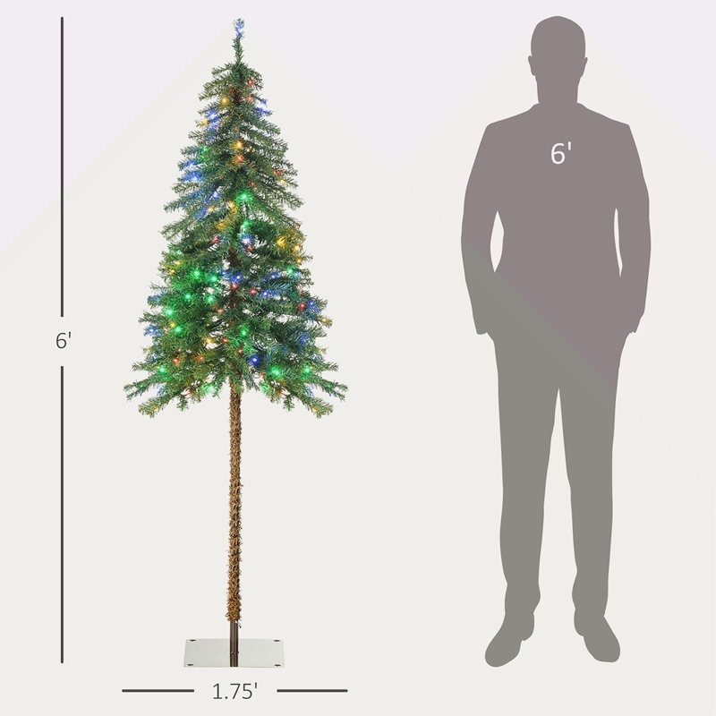 Arbre de Noël artificiel de 6 pi avec 6 lumières, blanc chaud ou lumières DEL colorées, base en acier