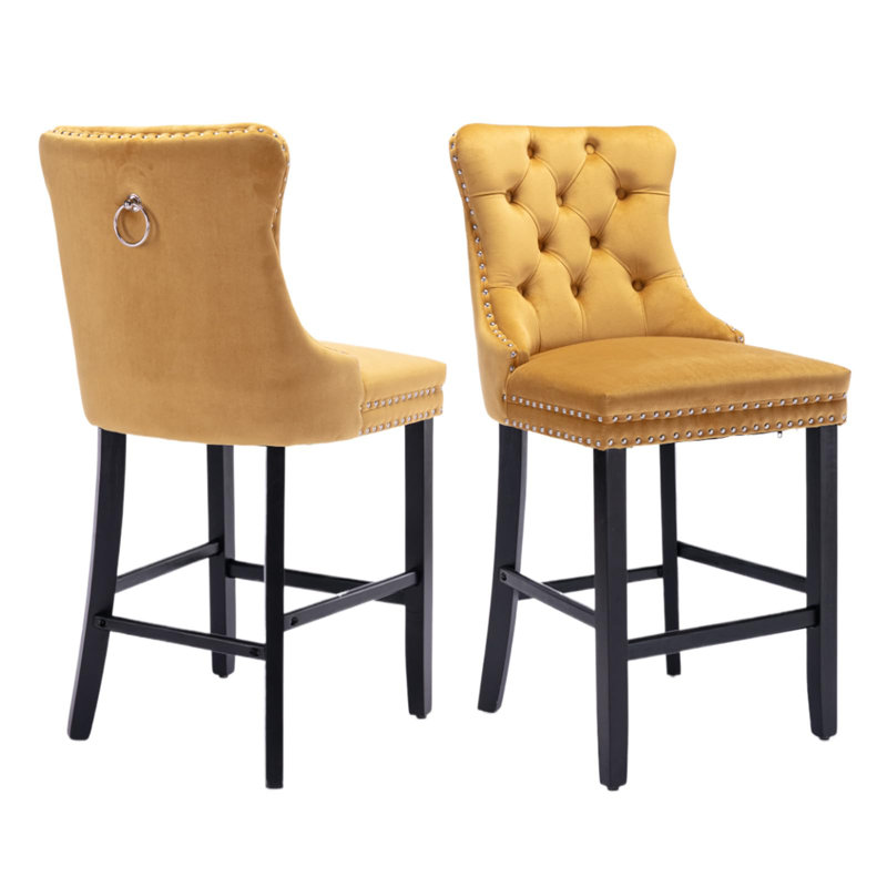Tabourets de bar rembourrés Modern, Doré