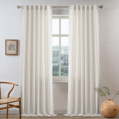 Janie Linen Blend Semi Sheer Curtain Pair