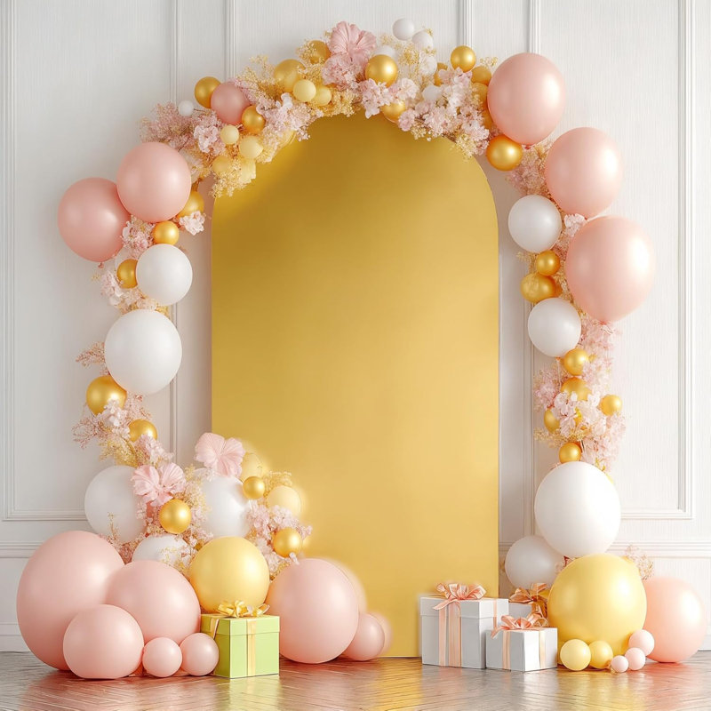 2.2m Wedding Arch Stand Round Top and Half Moon, Backdrop Stand Arch Colourful Elastic Shiny, Decorative Arches for Party, Wedding, Baby Shower, Banquet