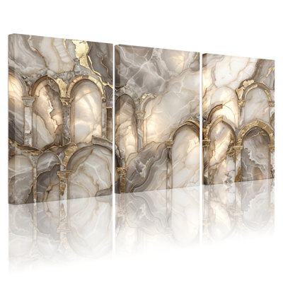Marbre arche Art sur toile tendue, ensemble de 3 reproductions de peinture à l'huile pour salon