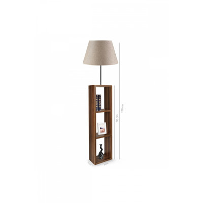 Scandinavian Wooden Floor Lamp, 59.1 in Tall, Beige & Wood Finish | 100% MDF, E27 Socket (Max 40W) | 15 in Diameter Shade, 7.9 in Height | Stylish & Modern Design, Perfect for Living Rooms & Bedrooms