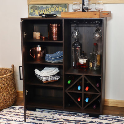 Armoire à vin brune en MDF de 43 po avec 8 bouteilles