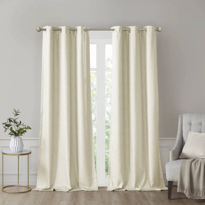 Sashay Faux Silk Ivory Room Darkening Curtain Panel Pair 42x95"