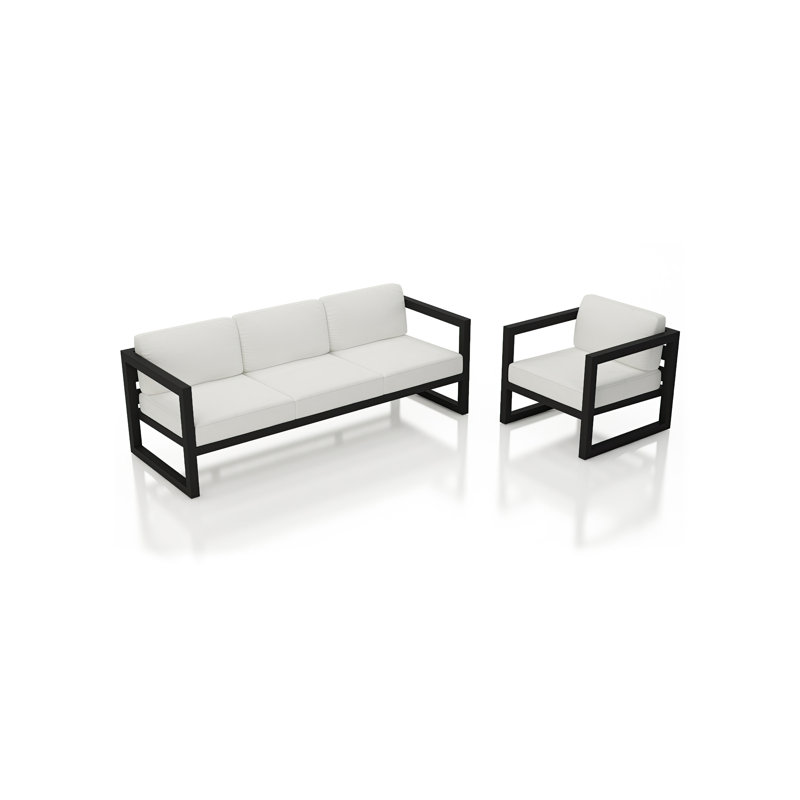 Avion 2 Piece Sofa Set, Canvas Natural Sunbrella® Canvas, Black