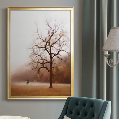 Photographie, étude, élan dans la brume, toile encadrée de qualité supérieure - prête à être accrochée