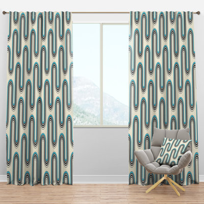 Retro Geometrical Abstract Minimal Pattern IV - Geometric Curtain - Velvet Room darkening - 1 panel
