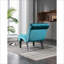 Chaise d'appoint sans accoudoirs en velours bleu sarcelle pour adultes COOLMORE, pieds en bois massif pour le salon, la chambre à coucher et le bureau-185294267