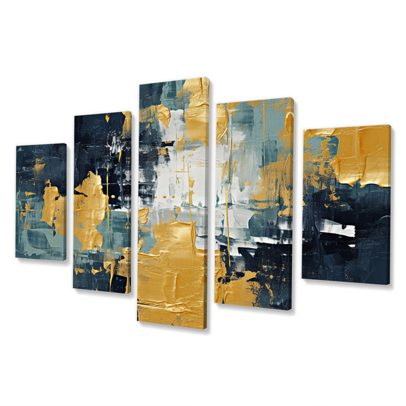 «Abstraction on Retro Blue II» - 5 panneaux