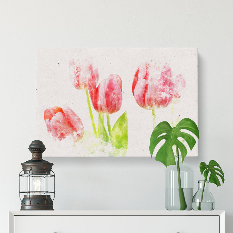 Beautiful Pink Tulips - Wrapped Canvas, 35cm H x 50cm W x 3cm D