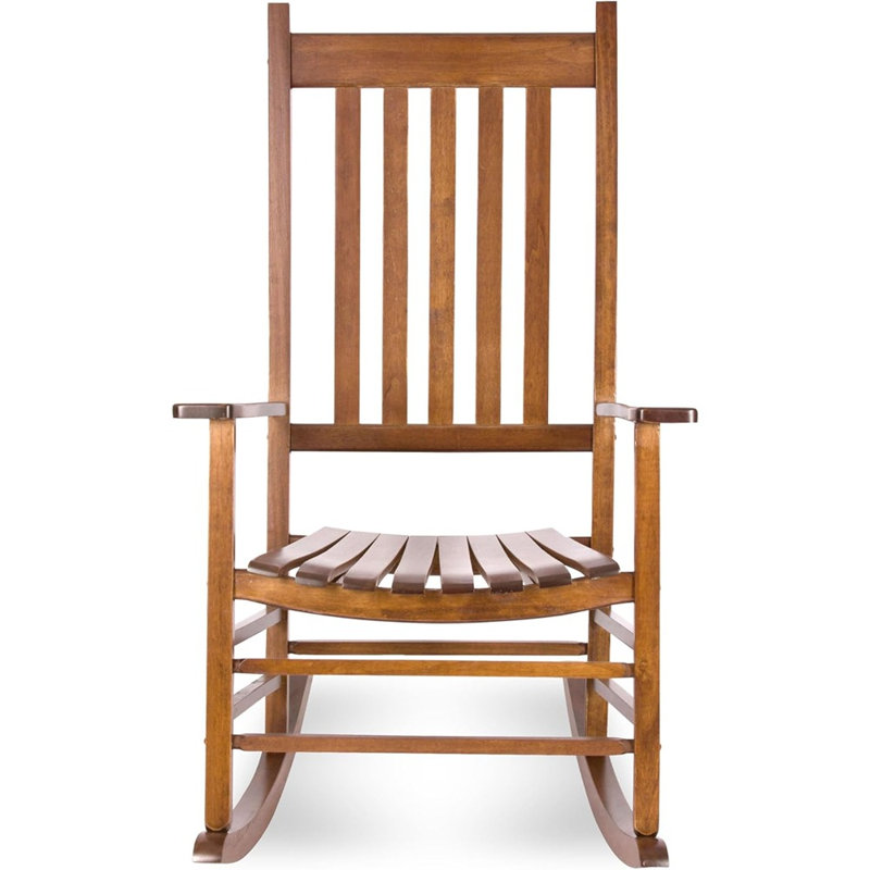 Chaise berçante en bois de chêne à haut dossier Vermont-Style Porch