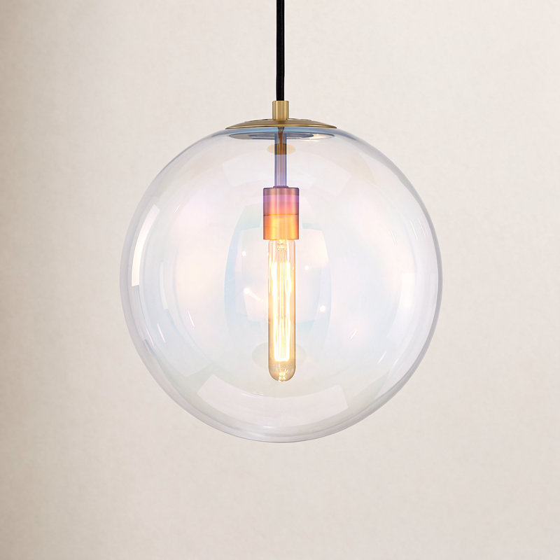 Ricura 1 - Light Pendant, Brushed Gold, Orange, 14.75" x 14" x 14"