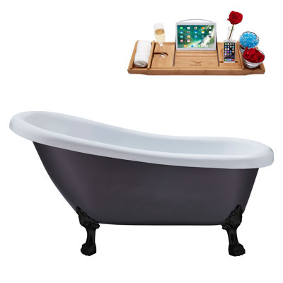 61'' x 27.6'' Freestanding Soaking Acrylic Bathtub