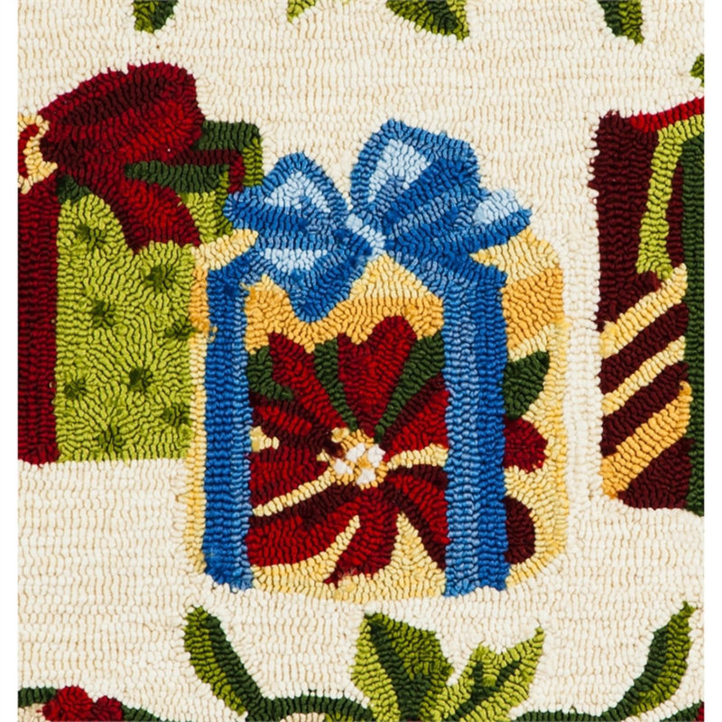Vert/Ivoire intérieur/extérieur crochetés à la main Tapis décoratif