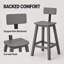 Ensemble de 2 tabourets de bar avec dossier, 74 cm (29 pouces), pour îlot de cuisine ou bar, aspect bois texturé gris, siège et repose-pieds incurvés, gain de place pour l'intérieur et l'extérieur.-1072220214