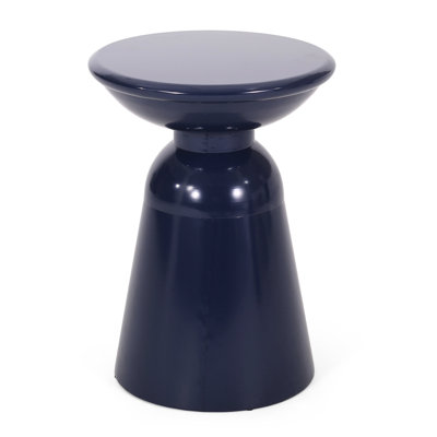 Chic Outdoor Metal Table, Navy Blue, 14.98"W X 14.98"D 20.35"H, Powder-Coated Frame, No Assembly Modern Table In Navy, 14.98"X14.98"X20.35", Stable Structure, , Required