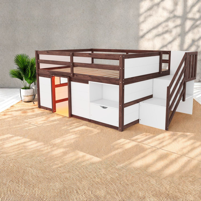 Lit de rangement avec cadre en bois aggloméré, chambre d'enfant moderne peu encombrante