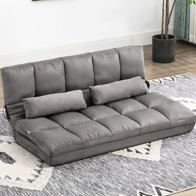 Plancher convertible, canapé-lit pliant gris foncé, 2 coussins, réglable, peu encombrant, chaise de construction, construction robuste