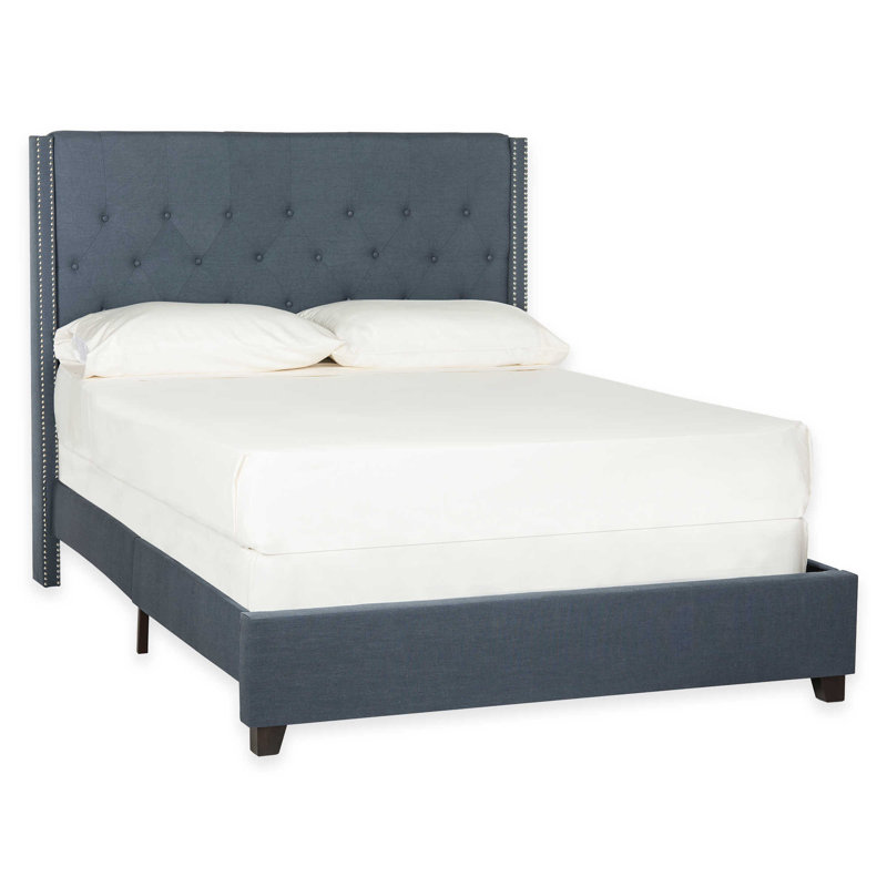 Wampler Upholstered Standard Bed, Navy, Twin