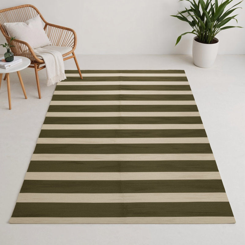 HorizontalStripes Brown Indoor and Outdoor Area Rug, Rectangle 9' x 12'