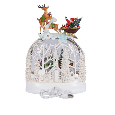 11.4 in Lighted Church Spinning Water Globe
