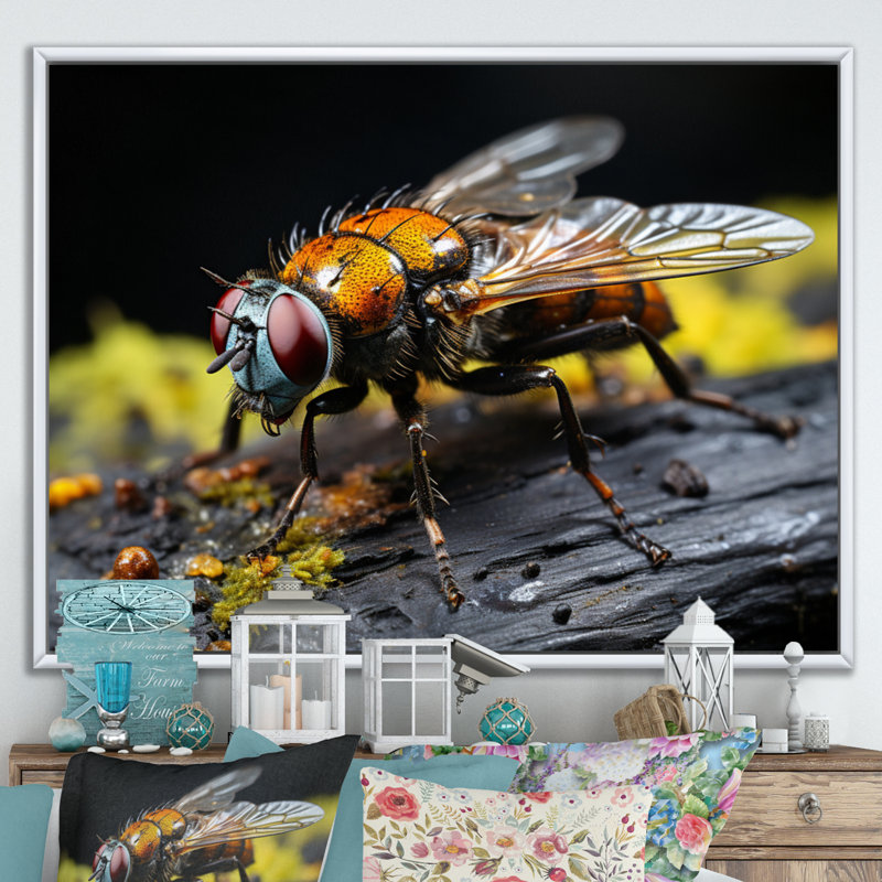 Insectes, insectes, portrait, superbe, H 16 po x l 32 po x P 1 po, Cadre flottant blanc