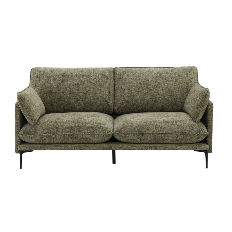 Canapé en tissu vert Dalton avec 2 coussins (coussin compressé)