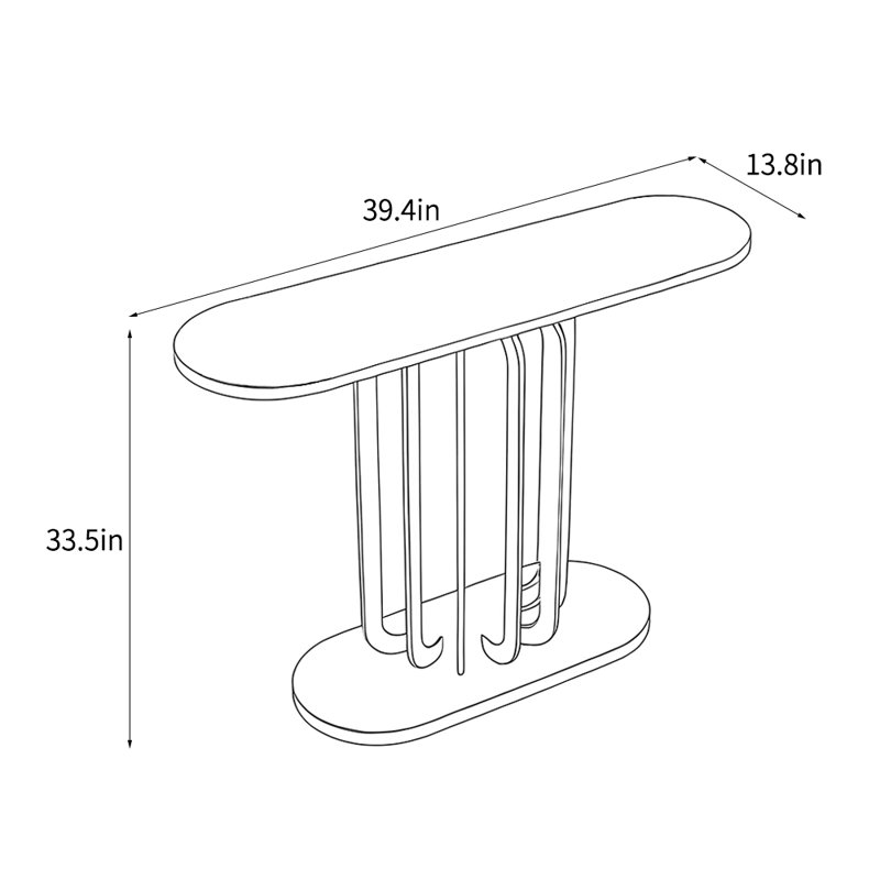 Console ovale luxueuse de style italien, Noir, H 33,5 po x l 39,4 po x P 13,8 po, Noir