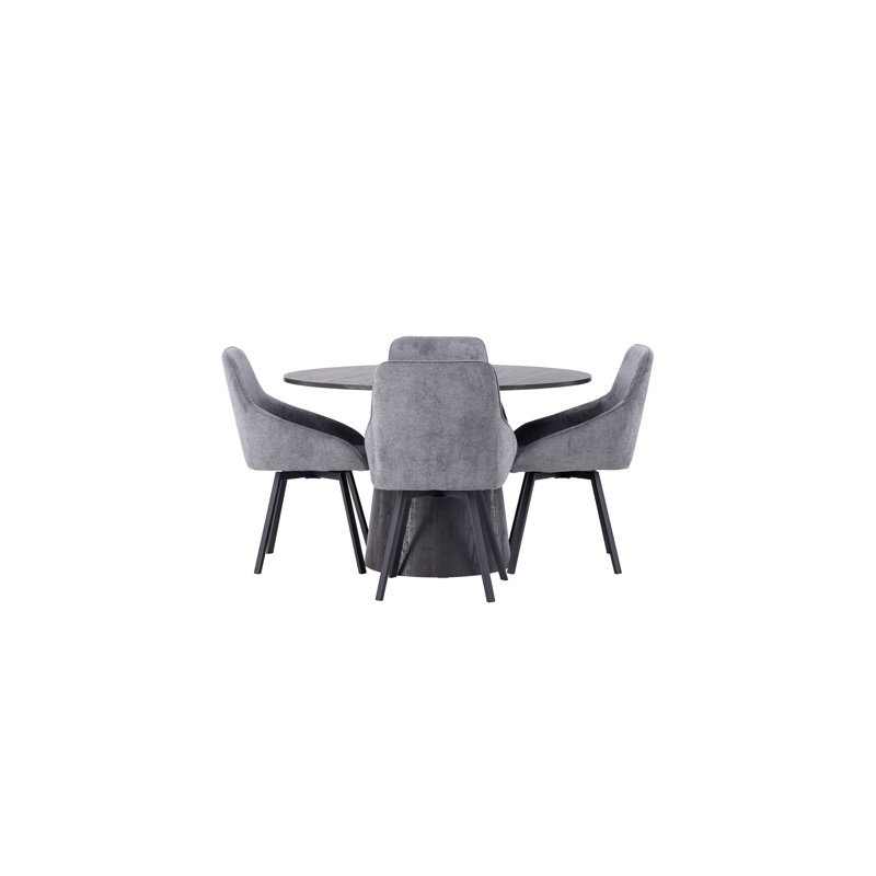 Burroughs 4 - Person Dining Set, Grey, Black, Grey