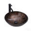 Vasque de salle de bain artistique en verre trempé avec robinet noir et bonde clic-clac, vasque ovale texturée marron, meuble-lavabo en verre trempé