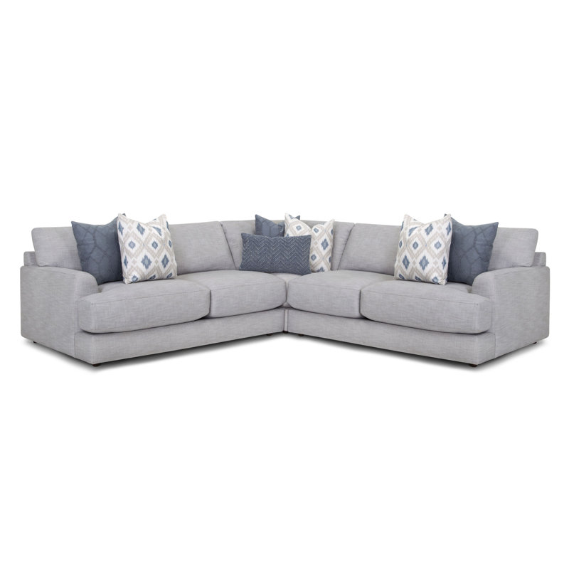 Kiados Upholstered L-Shaped Sectional Symmetrical, Gray Polyester Blend