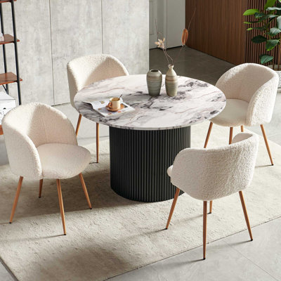 Round Table With Set Of Four Barrel Chairs