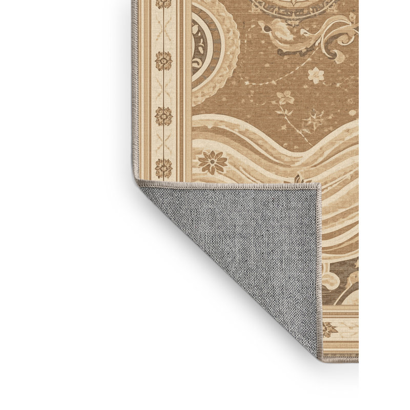 Tapis oriental classique lavable à la machine en brun Palvinder, 7 x 9