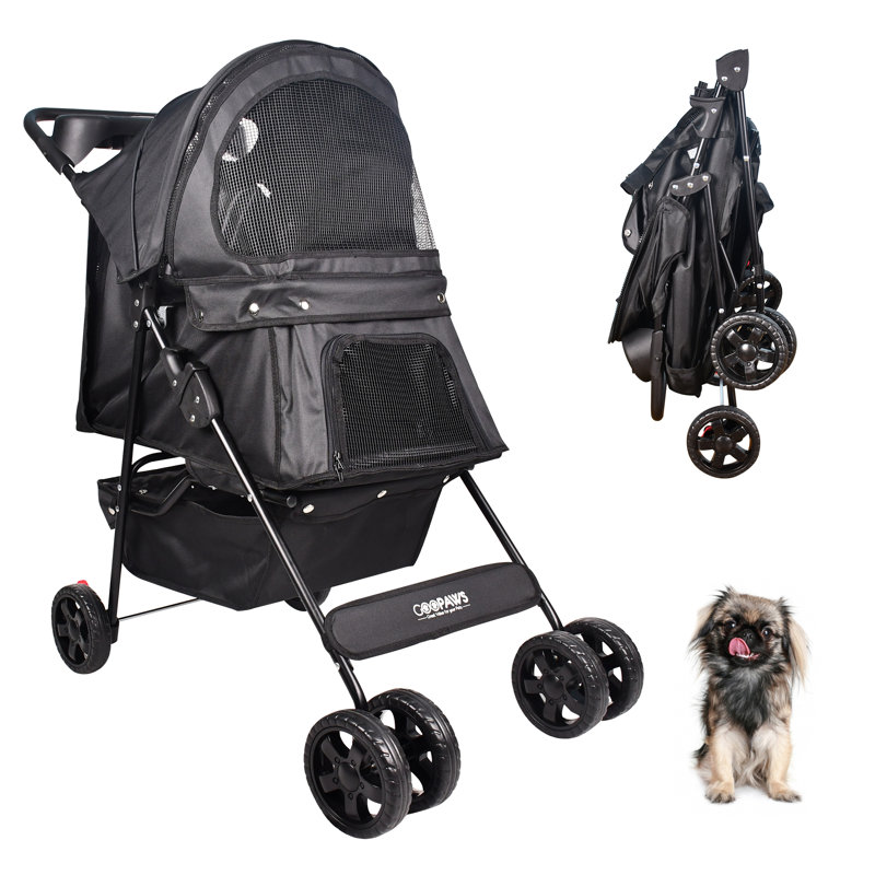 Poussette pour chien à 4 roues Jespet, 36 po, noir, Black