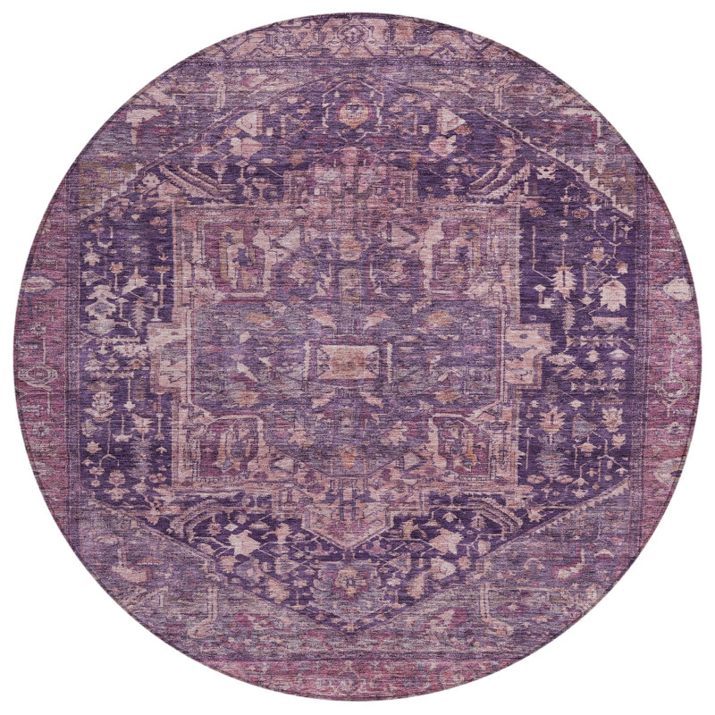 Tapis aubergine intérieur / extérieur lavable à la machine Claudian ACN1240, Rond 8 pi