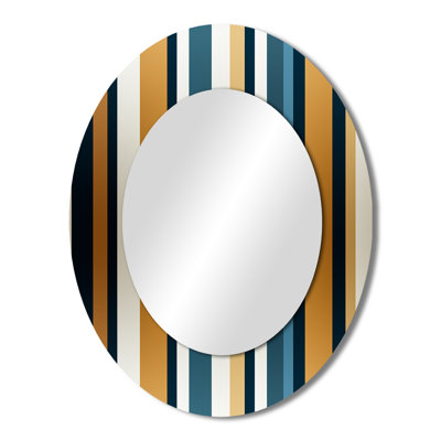 Élégant motif rayé doré et blanc - miroir décoratif rayé, grand miroir mural doré, impression d'art en métal