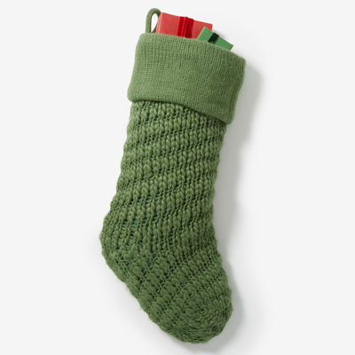 Personalization Mall Knit Noel Embroidered Christmas Stocking - Green