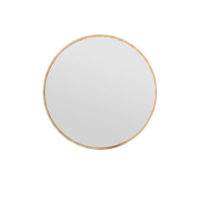 Modern Round Wall Mirror, 23.6 x 23.6 x 0.9 Inches | 100% MDF with Ecological Flotal-E Finish, Natural Color | Scandinavian Design, Perfect for Home Decor & Aesthetic Enhancement, Easy Wall Mounting