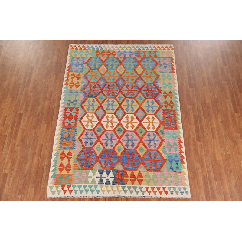 Tapis géométrique Kilim 7 x 9