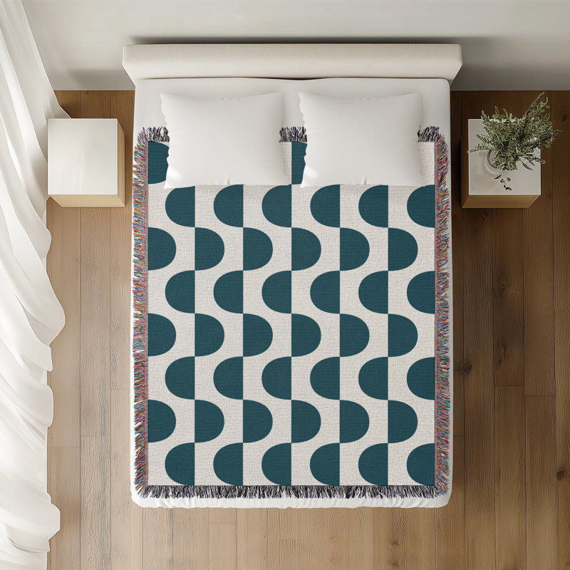 Jeté en coton Demi, Sarcelle, 60 po x 80 po