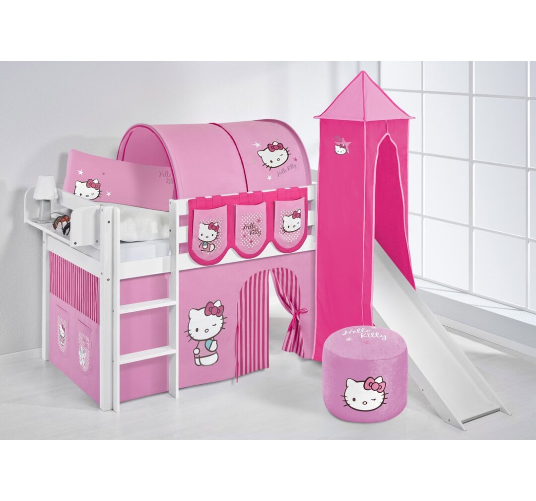 Halbhochbett Hello Kitty mit Textil-Set, 90 x 190 cm