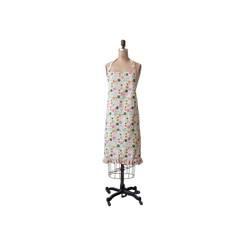 Cotton Printed Apron With Pattern And Ruffle