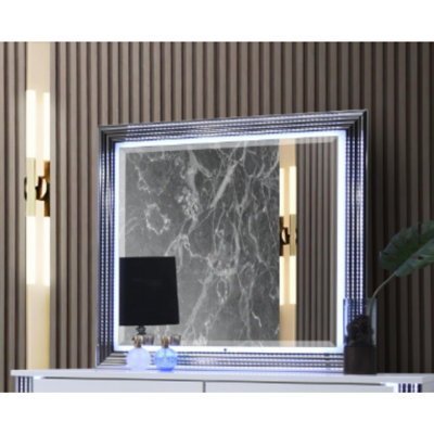 WHITE MARBLE MIRROR WITH LED