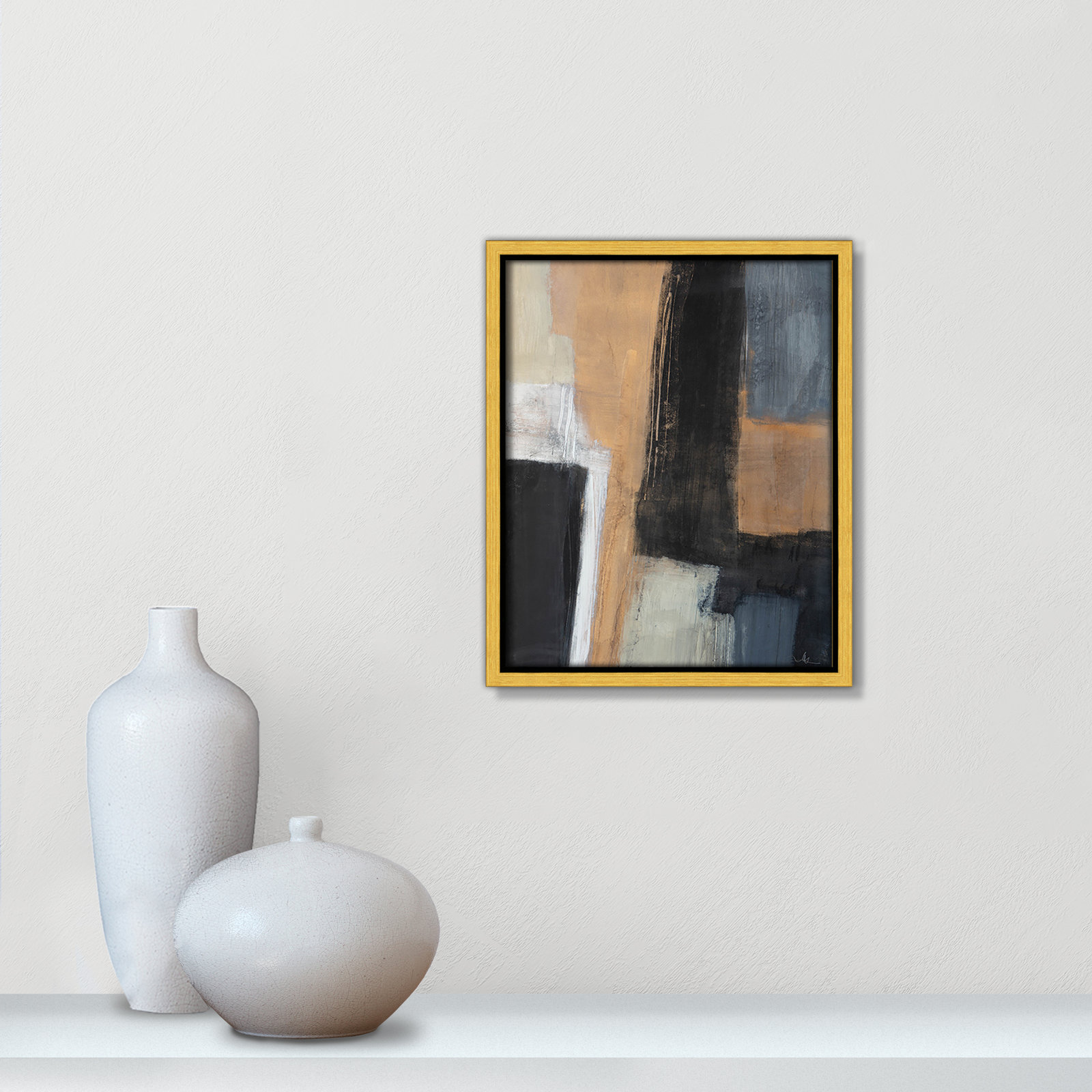 Calderon "Metallic Slate I" Print, 11.5" H x 9.5" W x 2" D, Gold