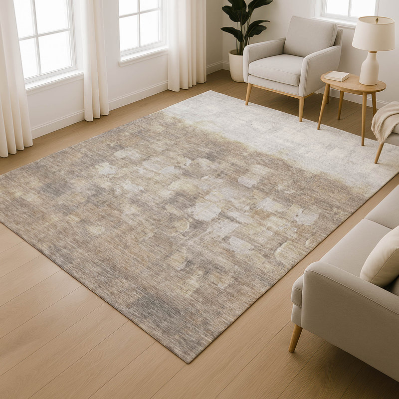 Premium Machine Washable Mayfield Abstract Rug, 8' x 10', Taupe