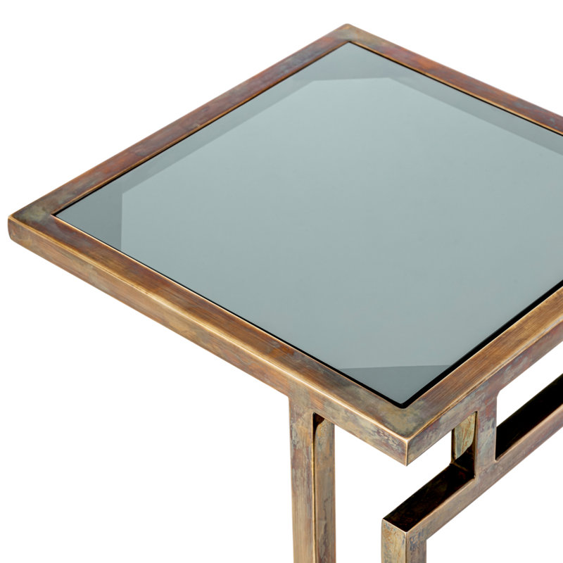 Marcus Glass End Table, Vintage Brass