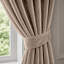 Beige Velvet Eyelet Curtains Room Darkening Window Panels Soft Touch Pair-1245770359